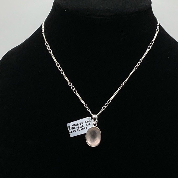New! Rose Quartz on Sterling Chain! - Picture 2 of 4